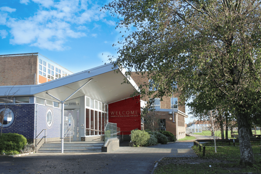 High school building entrance