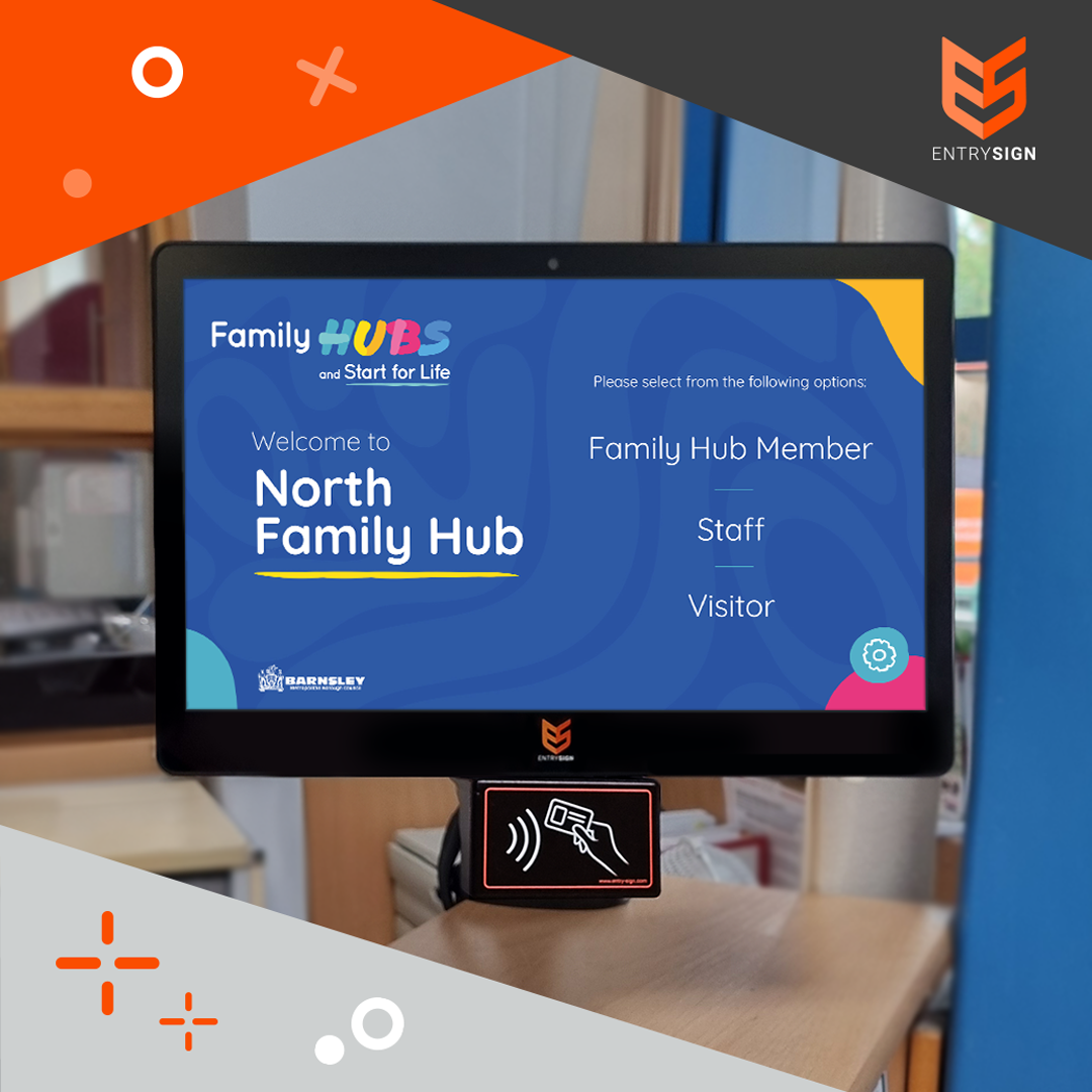 Visitor management screen with a multi-coloured user interface.