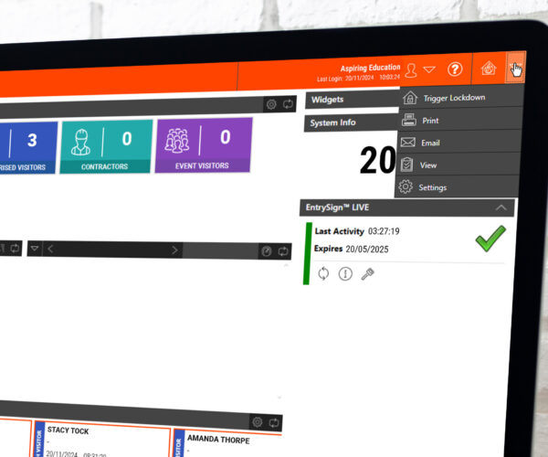 EntrySign back office suite user interface